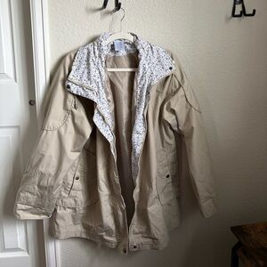 Women's Beige Jacket with Floral Lining